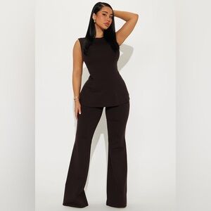 Fashion Nova Ava Peplum Pant Set Size Medium M Elegant Stretch 2 pc
